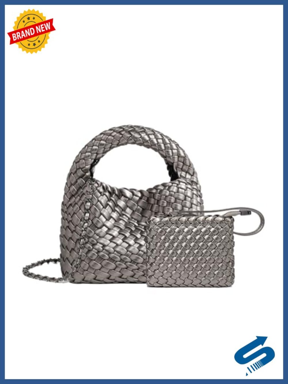 Faux Leather Woven Tote Crossbody Shoulder Bucket Handbag
